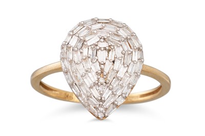 Lot 71 - A DIAMOND CLUSTER RING, pear shaped, mounted...