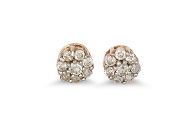 Lot 151 - A PAIR OF DIAMOND CLUSTER EARRINGS, mounted in...