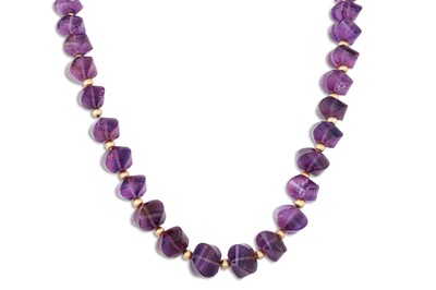 Lot 156 - A SET OF FACETED AMETHYST BEADS, graduated,...