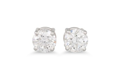 Lot 299 - A PAIR OF DIAMOND STUD EARRINGS, mounted in...