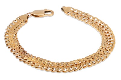 Lot 222 - A 9CT GOLD BRACELET, flat mesh link, 6.6 g.