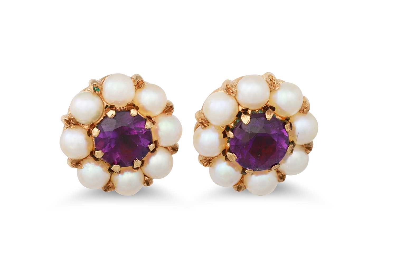 Lot 34 - A PAIR OF PEARL EARRINGS, mounted in gold