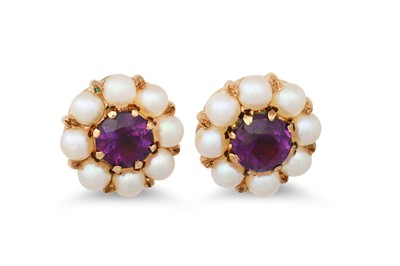 Lot 34 - A PAIR OF PEARL EARRINGS, mounted in gold