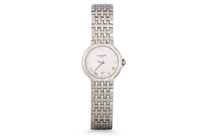 Lot 377 - A RAYMOND WEIL GENEVE WRISTWATCH, white dial,...