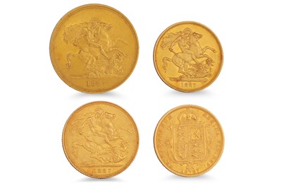 Lot 423 - AN 1887 FOUR GOLD COIN JUBILEE SET OF ENGLISH...