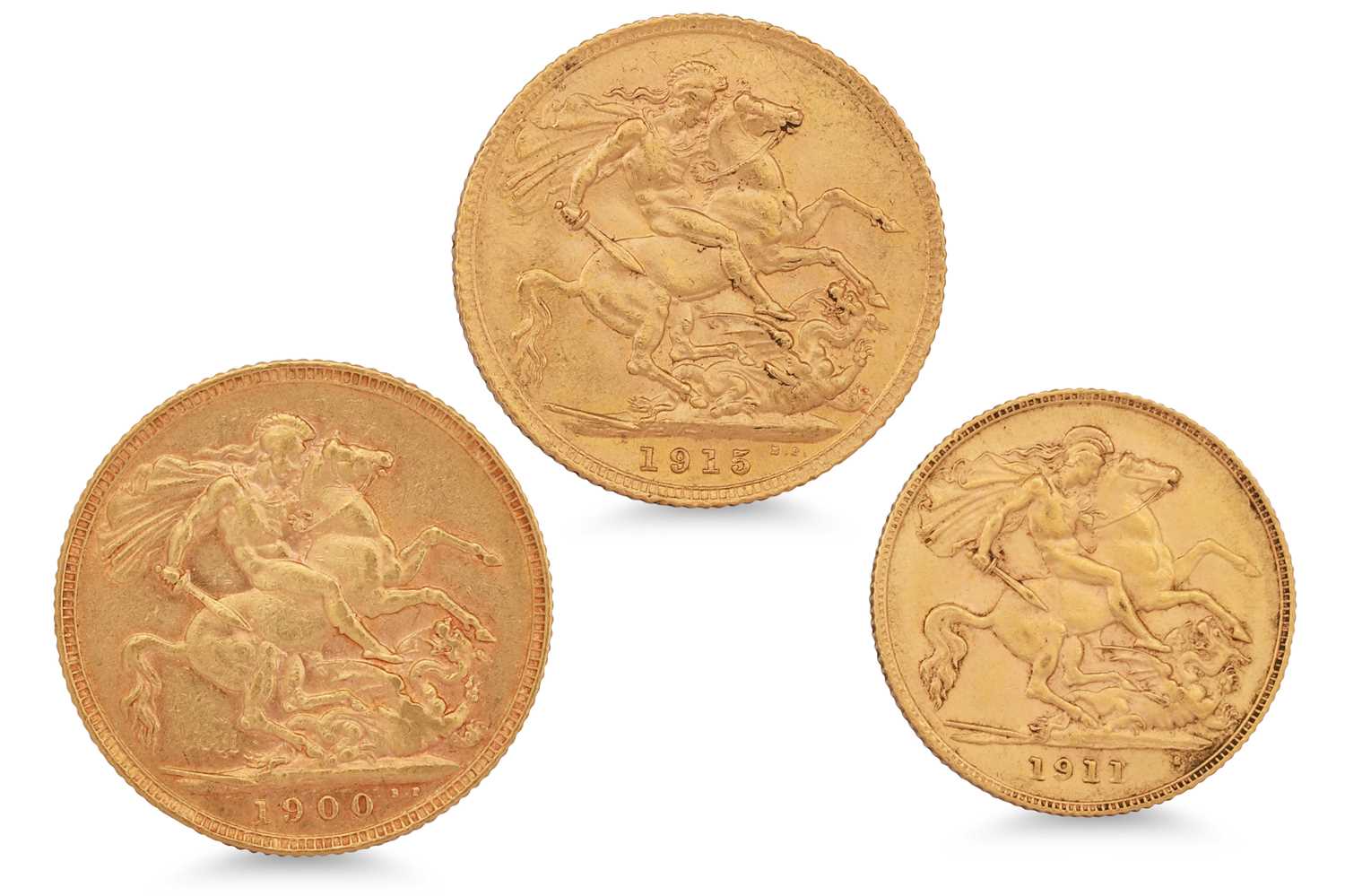 Lot 409 - TWO FULL ENGLISH GOLD SOVEREIGNS, 1900 VF,...