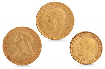 Lot 409 - TWO FULL ENGLISH GOLD SOVEREIGNS, 1900 VF,...