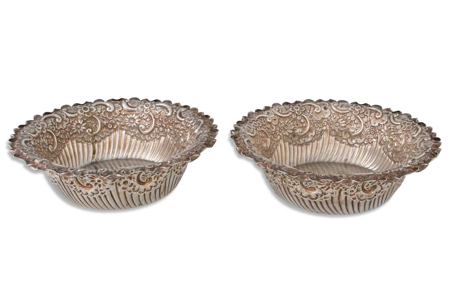 Lot 526 - A PAIR OF VICTORIAN SCOTTISH EMBOSSED SILVER...