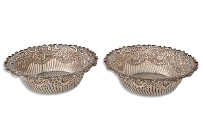 Lot 526 - A PAIR OF VICTORIAN SCOTTISH EMBOSSED SILVER...