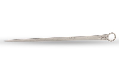 Lot 472 - A GEORGE III SILVER MEAT SKEWER, By P & A...