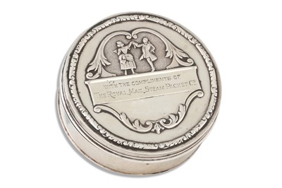 Lot 484 - A GEORGE V CIRCULAR SILVER POWDER BOX, "with...