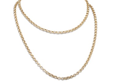 Lot 182 - A 9CT GOLD BELCHER LINK CHAIN, 16.7 g.