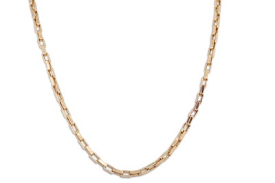 Lot 188 - A 9CT GOLD BOX LINK CHAIN, 9.6 g.