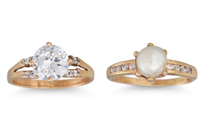 Lot 189 - TWO 9CT GOLD DRESS RINGS, one pearl set