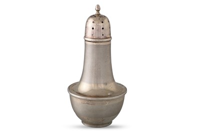 Lot 495 - A GEORGE V SILVER SUGAR CASTER, engine turned...