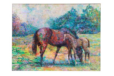 Lot 502 - TOM SPELLMAN, untitled mare and foal, mixed...