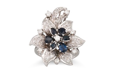 Lot 97 - A MID CENTURY SAPPHIRE AND DIAMOND CLUSTER...