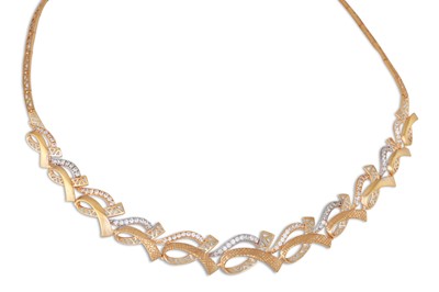 Lot 261 - A 20CT GOLD CHOKER NECKLACE, set with white...