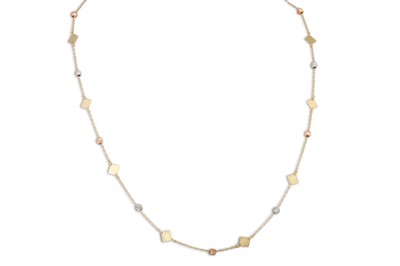 Lot 268 - A 14CT GOLD CHAIN, with lozenge shaped panels,...