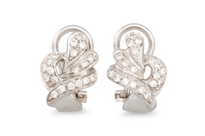 Lot 50 - A PAIR OF DIAMOND CLUSTER EARRINGS, mounted in...