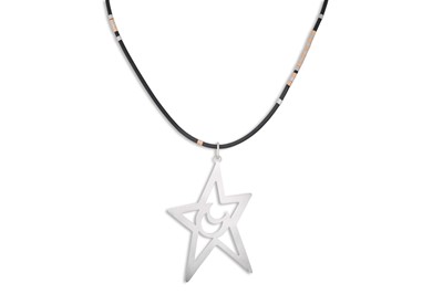 Lot 55 - A MODERN STAR & CRESCENT PENDANT, mounted in...