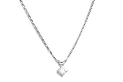 Lot 283 - A DIAMOND SOLITAIRE PENDANT, on a white gold...