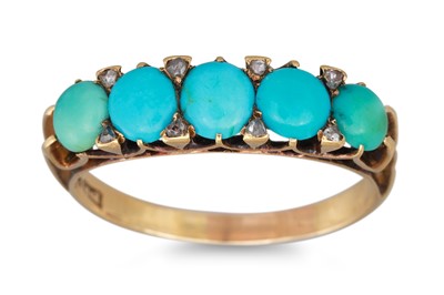 Lot 106 - A FIVE STONE TURQUOISE RING, mounted in 18ct...