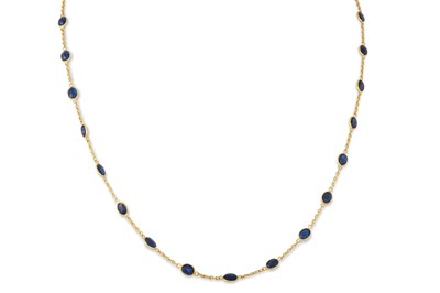 Lot 158 - A SAPPHIRE NECKLACE, mounted in 18ct yellow gold