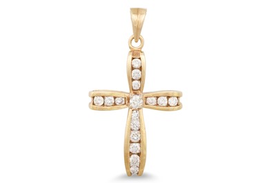 Lot 350 - A  DIAMOND SET CROSS, mounted in 9ct yellow...