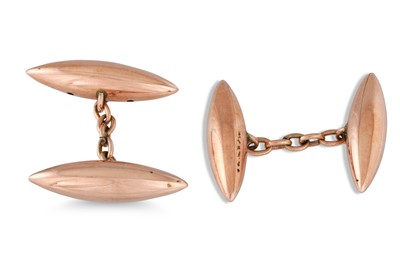 Lot 356 - A PAIR OF CUFFLINKS, 9ct rose gold, 3.4 g.