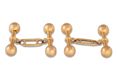 Lot 42 - A PAIR OF VINTAGE 18CT GOLD CUFFLINKS, 7.4 g.