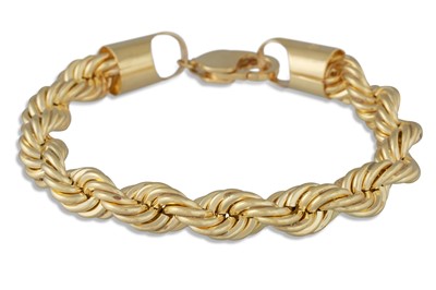 Lot 120 - A 9CT GOLD ROPE LINK BRACELET, 18.2 g.