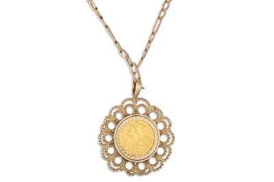 Lot 125 - A HALF SOVEREIGN, mounted as a pendant, in 9ct...