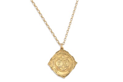 Lot 128 - A 9CT GOLD FAI MEDAL, on a 9ct gold chain