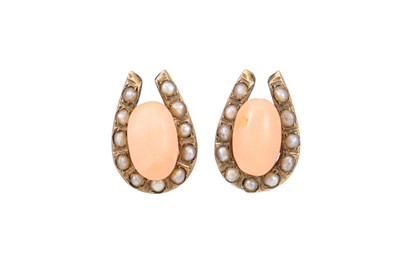 Lot 104 - A PAIR OF ANTIQUE CORAL AND PEARL EARRINGS,...