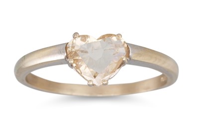 Lot 392 - A DIAMOND SOLITAIRE RING, the heart shaped...