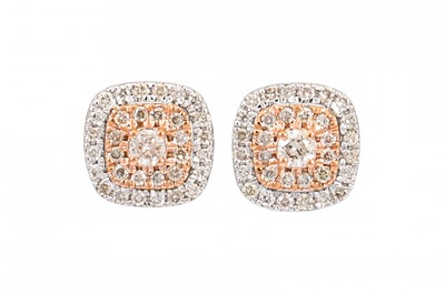 Lot 186 - A PAIR OF DIAMOND CLUSTER EARRINGS, mounted in...