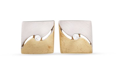 Lot 5 - A PAIR OF STUD EARRINGS, in 9ct two-tone gold,...