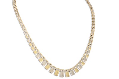 Lot 7 - A COLLARETTE NECKLACE, of 9ct two-tone gold,...