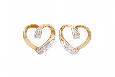 Lot 191 - A PAIR OF DIAMOND SET EARRINGS, heart shaped,...