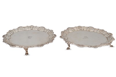 Lot 396 - A PAIR OF GEORGE III SALVERS, London 1771, by...
