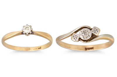 Lot 125 - TWO DIAMOND SET RINGS, mounted in 18ct gold,...