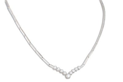 Lot 106 - A DIAMOND NECKLACE, of shaped form, 18ct white...