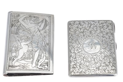 Lot 13 - TWO VICTORIAN SILVER CARD CASES, one engraved...
