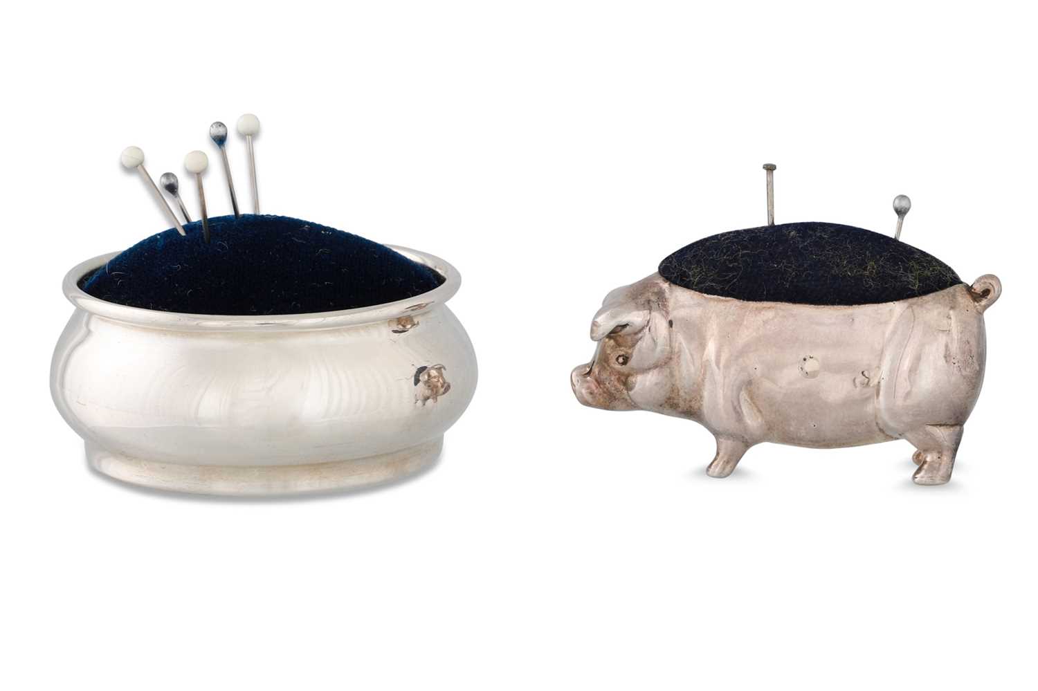 Lot 374 - A MODERN SILVER NOVELTY PIN CUSHION, together...