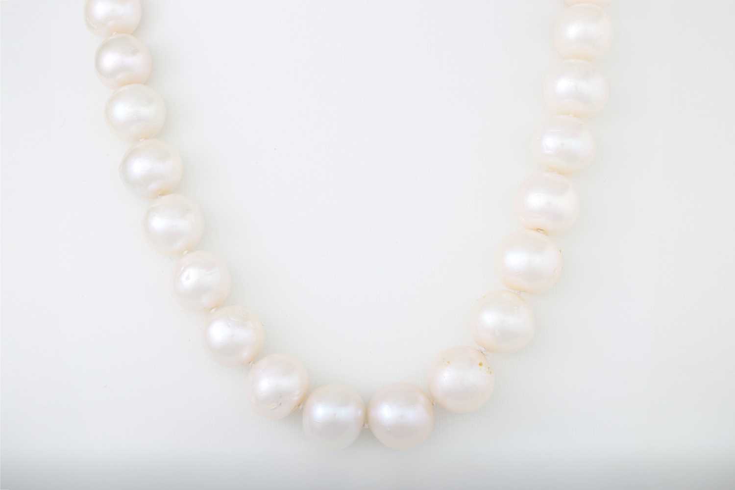 Lot 33 - A FRESH WATER PEARL NECKLACE, to a gold clasp