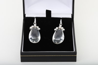 Lot 59 - A PAIR OF DIAMOND AND CRYSTAL DROP EARRINGS,...