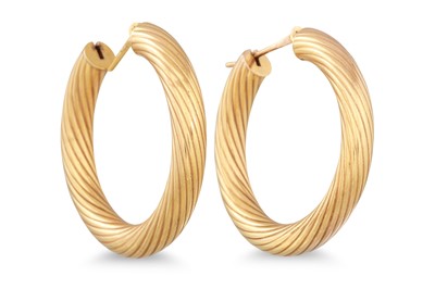 Lot 236 - A PAIR OF 9CT GOLD HOOP EARRINGS