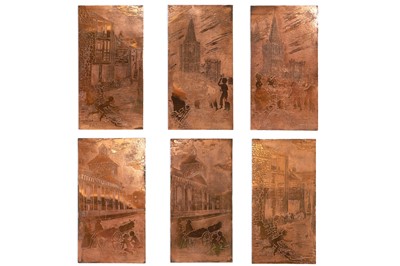 Lot 442 - SIX 1970'S COPPER PLATES, depicting three...