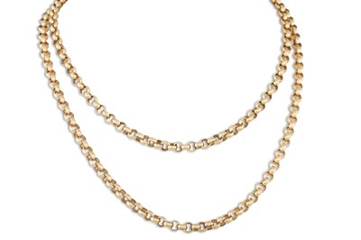 Lot 53 - A 9CT YELLOW GOLD BELCHER LINK NECK CHAIN, 29"...